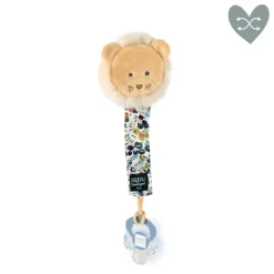 Doudou et Compagnie Attache tétine lion ou lapin bleu Boh'aime - 18 cm> Attache Sucette