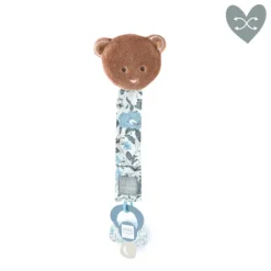 Doudou et Compagnie Attache tétine ours ou koala Boh'aime - Bleu - noir- 18 cm> Attache Sucette