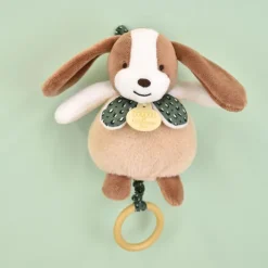 Doudou et Compagnie Boite a musique bebe - Chien marron et vert - 20 cm><noscript><img width=