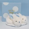 Doudou et Compagnie Coffret cadeau naissance chaussons lapin bleu avec hochet - 0/6 mois> Chaussons