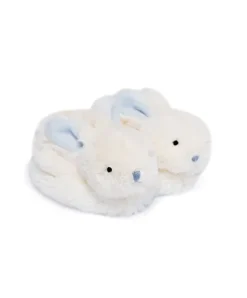Doudou et Compagnie Coffret cadeau naissance chaussons lapin bleu avec hochet - 0/6 mois> Chaussons