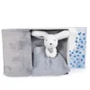 Doudou et Compagnie Coffret cadeau naissance plaid et Doudou Lapin Happy Glossy - 70 x 100 cm> Doudou Mouchoir|Petit Format