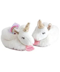 Doudou et Compagnie Coffret cadeau naissance chaussons bébé Licorne avec hochet - 0/6 mois> Chaussons