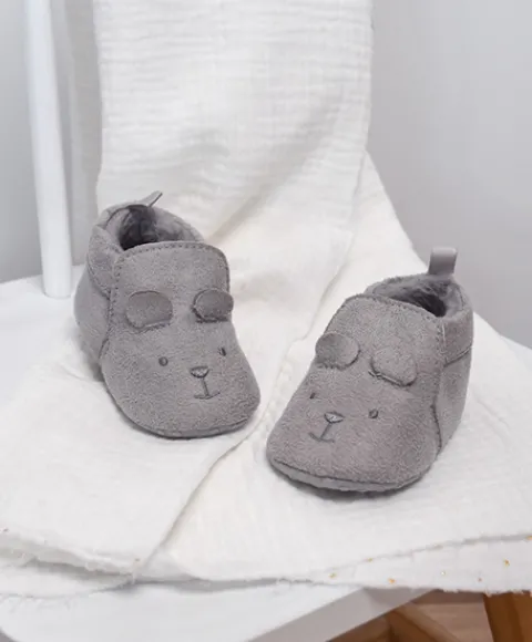 Doudou et Compagnie Coffret chaussons Bébé gris - 0/6 mois> Chaussons