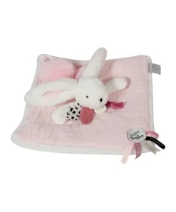 Doudou et Compagnie Coffret Doudou carré Lapin rose - Happy Blush - 25 cm><noscript><img width=