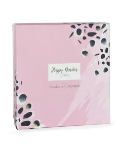 Doudou et Compagnie Coffret Doudou carré Lapin rose - Happy Blush - 25 cm><noscript><img width=