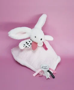 Doudou et Compagnie Coffret Doudou carré Lapin rose - Happy Blush - 25 cm><noscript><img width=