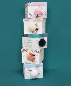 Doudou et Compagnie Coffret Pantin Lapin bleu - Happy Pop - 25 cm><noscript><img width=