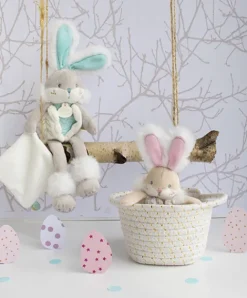 Doudou et Compagnie Coffret peluche lapin de sucre- lapin mouchoir vert - 31 cm><noscript><img width=