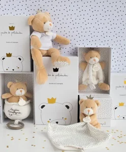 Doudou et Compagnie Doudou attache sucette ours Petit Roi marron - 15 cm><noscript><img width=