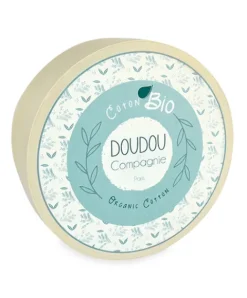 Doudou et Compagnie Doudou carré plat chien bleu en coton BIO - 25 cm><noscript><img width=