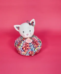 Doudou et Compagnie Doudou Chat rose - Cocon - Balle d'éveil - 3 EN 1> Doudou Plat|Balles Sensorielles