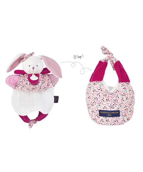 Doudou et Compagnie Doudou Lapin marionnette - Petit sac - Amusette 3 EN 1> Doudou Plat|Marionnettes