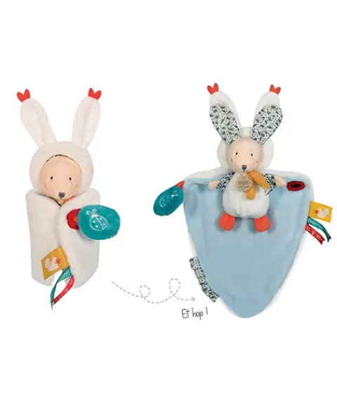 Doudou et Compagnie Doudou Lapin marron avec cape - Papillotte - 3 EN 1> Peluche Avec Doudou