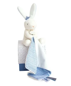 Doudou et Compagnie Doudou lapin mouchoir bleu lapin matelot - 10 cm><noscript><img width=