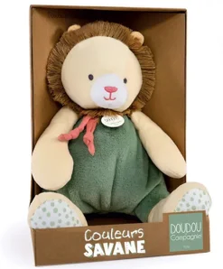 Doudou et Compagnie Doudou Lion beige et vert - 30 cm> Peluches