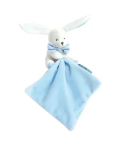 Doudou et Compagnie Doudou mouchoir lapin bleu - 10 cm - Boite fleur><noscript><img width=