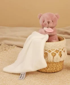 Doudou et Compagnie Doudou mouchoir- Mon petit ourson - Rose - 10 cm><noscript><img width=