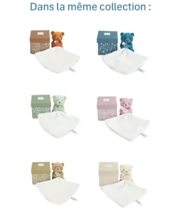 Doudou et Compagnie Doudou mouchoir- Mon petit ourson - Rose - 10 cm><noscript><img width=