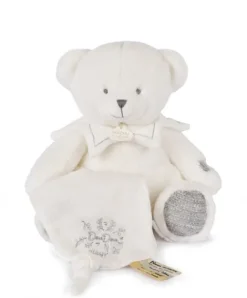 Doudou et Compagnie Doudou mouchoir ours Gris - 30 cm - Collection Anniversaire> Doudou Mouchoir|Peluches
