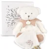 Doudou et Compagnie Doudou mouchoir ours Rose - 30 cm - Collection Anniversaire> Doudou Mouchoir|Peluches