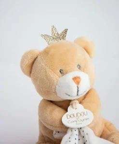 Doudou et Compagnie Doudou ours mouchoir marron Petit Roi - 10 cm> Doudou Mouchoir|Petit Format