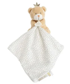 Doudou et Compagnie Doudou ours mouchoir marron Petit Roi - 10 cm><noscript><img width=
