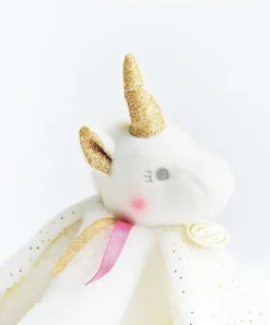 Doudou et Compagnie Doudou plat Licorne blanche - 22 cm><noscript><img width=