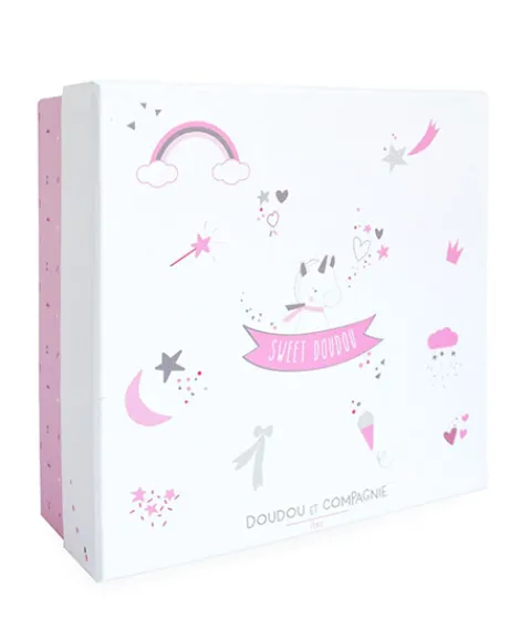 Doudou et Compagnie Doudou plat Licorne rose - 22 cm> Doudou Plat
