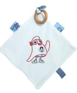 Doudou et Compagnie Doudou plat mascotte jeux olympiques paris 2024 avec anneau en bois - 25 cm> Doudou Plat