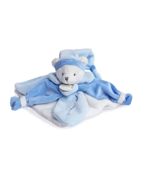 Doudou et Compagnie Doudou plat Ours Collector bleu - 24 cm> Doudou Plat