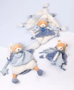 Doudou et Compagnie Doudou plat ours Petit chou - Bleu - 27 cm><noscript><img width=