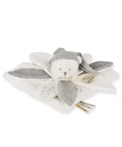 Doudou et Compagnie Doudou plat pétales Ours Gris - 25 cm - Collection Anniversaire> Doudou Plat