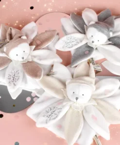 Doudou et Compagnie Doudou plat pétales Ours Gris - 25 cm - Collection Anniversaire><noscript><img width=