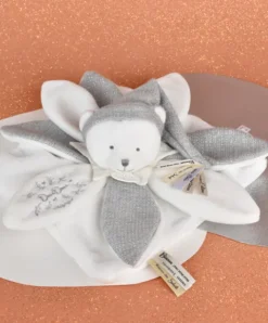 Doudou et Compagnie Doudou plat pétales Ours Gris - 25 cm - Collection Anniversaire><noscript><img width=