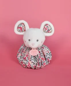 Doudou et Compagnie Doudou Souris blanche - Cocon - Balle d'éveil - 3 EN 1> Doudou Plat|Balles Sensorielles