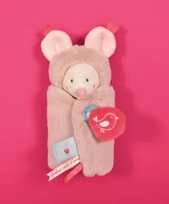 Doudou et Compagnie Doudou Souris blanche avec cape - Papillotte - 3 EN 1> Peluche Avec Doudou