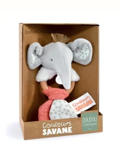 Doudou et Compagnie Hochet bébé éléphant - 15 cm><noscript><img width=