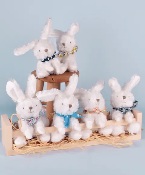 Doudou et Compagnie Lapin blanc avec chouchou -12 cm - Modèle aléatoire> Petit Format