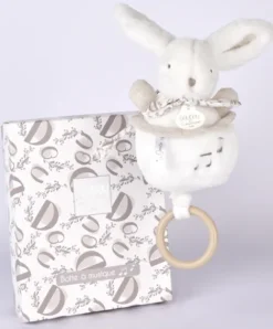 Doudou et Compagnie Lapin DOUDOU® - boite à musique lapin - 20 cm - Blanc> Boîte À Musique