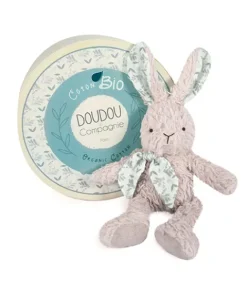 Doudou et Compagnie Lapin peluche gris en coton Bio 25 cm> Doudous En Coton Bio|Peluches