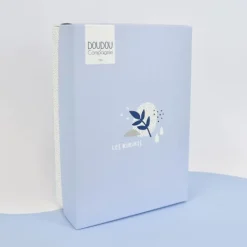 Doudou et Compagnie Mini Doudou elephant plat gris et bleu - 19 cm><noscript><img width=