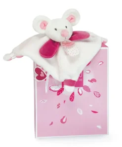 Doudou et Compagnie Mini doudou Souris rose - 20 cm> Doudou Plat