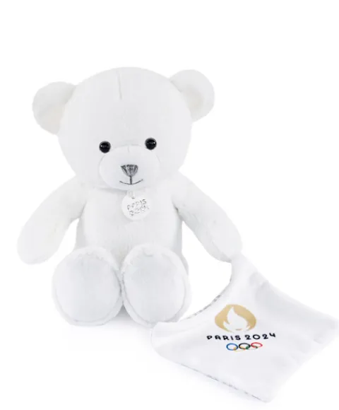 Doudou et Compagnie Ours en peluche blanc avec doudou paris 2024 - 25 cm> Peluches|Les Ours En Peluche
