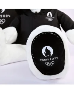 Doudou et Compagnie Ours en peluche blanc avec veste noire JO2024 - 40 cm - Collection Premium><noscript><img width=