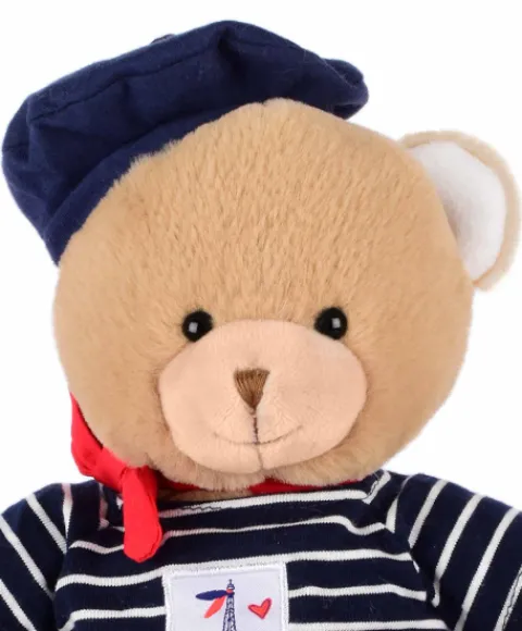 Doudou et Compagnie Ours en peluche marron avec marinière et béret - 28 cm> Peluches|Les Ours En Peluche