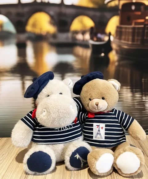 Doudou et Compagnie Ours en peluche marron avec marinière et béret - 28 cm> Peluches|Les Ours En Peluche