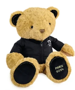 Doudou et Compagnie Ours en peluche marron Paris 2024 avec veste noire zippée - 40 cm> Peluches|Les Ours En Peluche