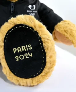Doudou et Compagnie Ours en peluche marron Paris 2024 avec veste noire zippée - 40 cm><noscript><img width=