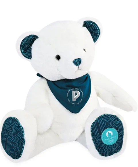 Doudou et Compagnie Ours en peluche Premium blanc avec bandana Paris 2024 - 37 cm> Peluches|Les Ours En Peluche